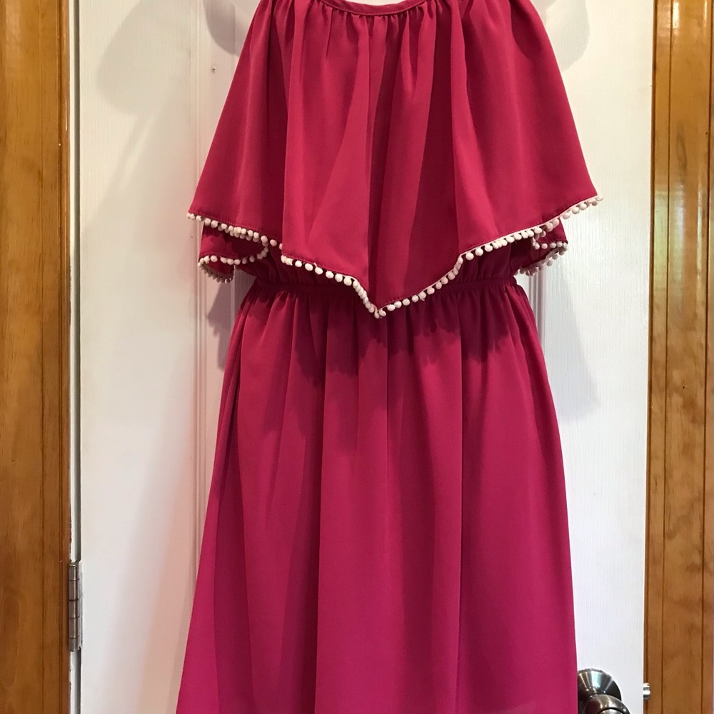 Magenta Mini Dress Sz 8 - 10 Medium NWT 
w/White Cotton Ball Tassels - Picture 16 of 16